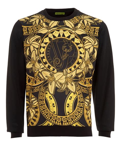 versace logo print sweatshirt|Versace fitted shirts for men.